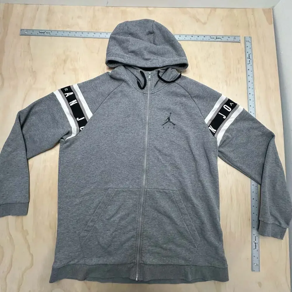 Jordan Jumpman Air Full-Zip Gray Hoodie with Sleeve Branding